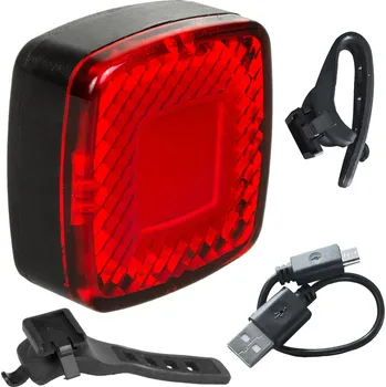 Cyklosvítilna Zadní lampa na kolo USB AUTO STOP soumrakový senzor Maclean Energy MCE355 COB LED max. 125lm acu 450mAh