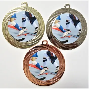 Hokejbal medaile DI7001-L187 Zde napište text na štítky a součet zadejte do košíku. Více informací viz.POPIS v dolní části.