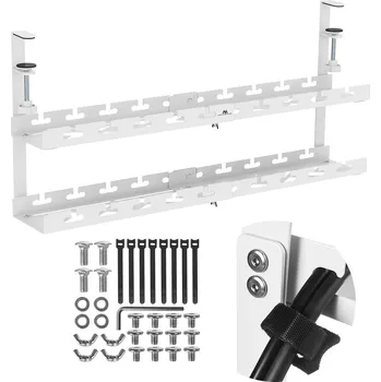 kabelová chránička Organizér kabelů Maclean pod stůl, max. zatížení 5 kg, max. 728 mm, 2 úrovně, bílá, MC-102 W