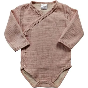 Kojenecké oblečení Makoma Mušelínové body zavinovací dlouhý rukáv RŮŽOVÝ MELÍR - 68