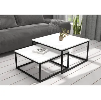 Konferenční stolek ADRK Konferenční stolek KAMA 2in1 B-W 75, bílá/černá