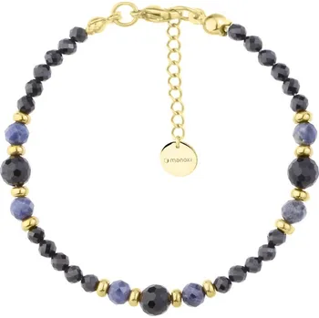 Náramek Manoki Dámský náramek s černými turmalíny a modrými safíry BA1130GN Modrá 17 cm + 3 cm (prodloužení)