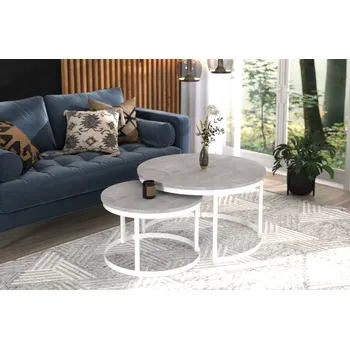 Konferenční stolek ADRK Konferenční stolek OKIN 2in1 W-BE 75, beton/bílá