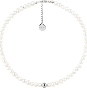 Náhrdelník Manoki Perlový choker náhrdelník Marilda - chirurgická ocel, sladkovodní perla WA692 Stříbrná 36 cm + 5 cm (prodloužení) Bílá