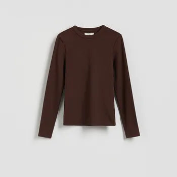 Dámské tričko Reserved - Top s dlouhými rukávy - tmavě hnědá - 414GA-89X - 414GA-89X-L