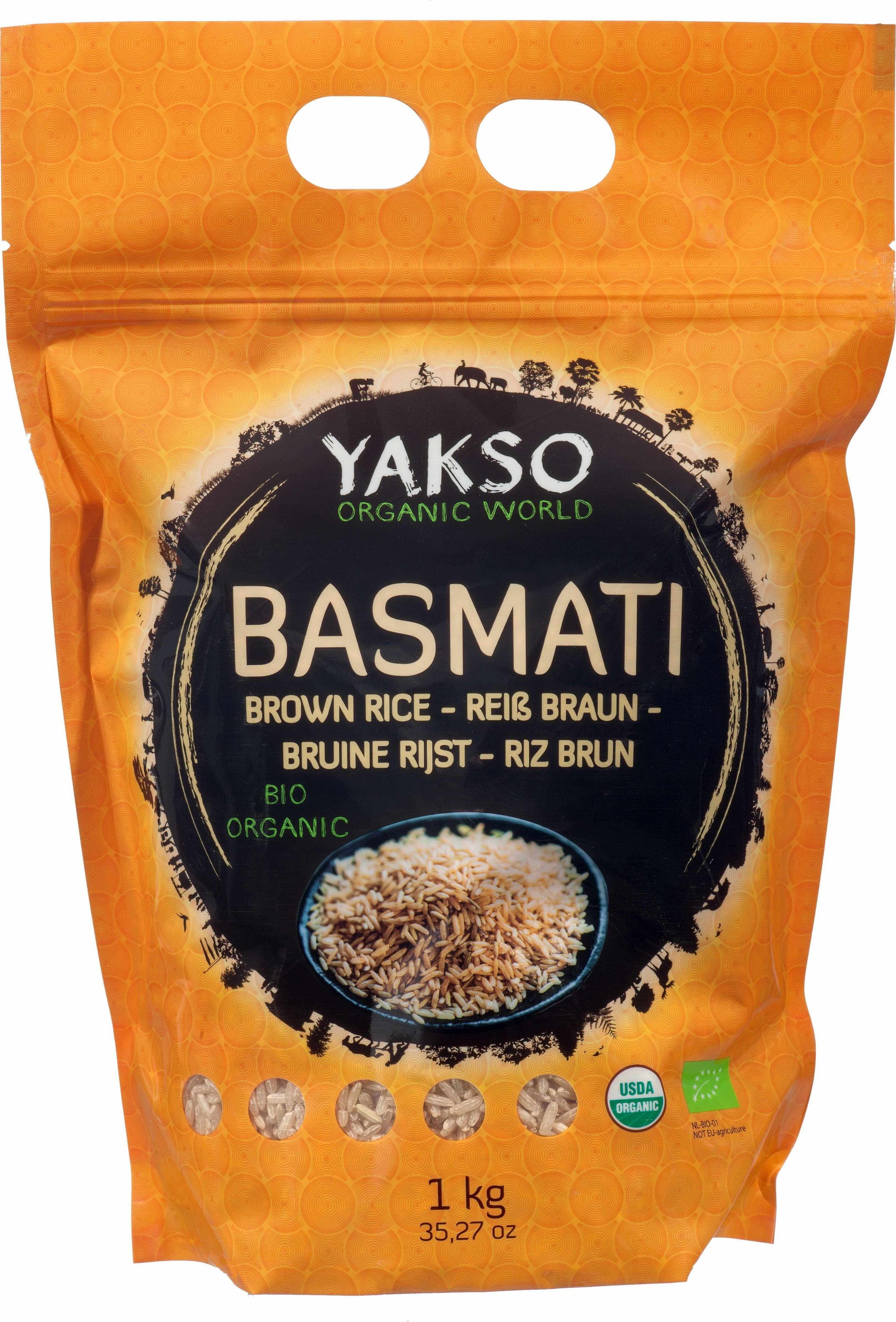 YAKSO | Bio Basmati hnědá rýže nižší glykemický index než bílá rýže - 1 kg