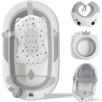 koupací vanička Dětská skládací vana s příslušenstvím / šedá