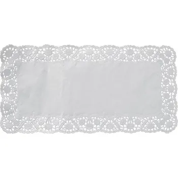 Jednorázové nádobí Dekorativní krajka hranatá bílá 36 x 46 cm - 100 ks