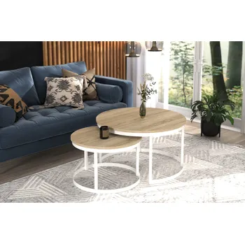 Konferenční stolek ADRK Konferenční stolek OKIN 2in1 W-S 75, dub sonoma/bílá