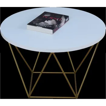 Konferenční stolek ADRK Konferenční stolek LIAM G-W 55, bílá/zlatá