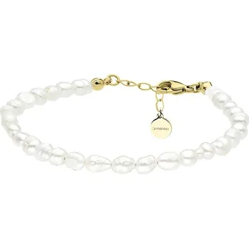 Náramek Manoki Perlový náramek Emilie Gold - řiční perla, chirurgická ocel X-BA859G Zlatá 16 cm + 3 cm (prodloužení)