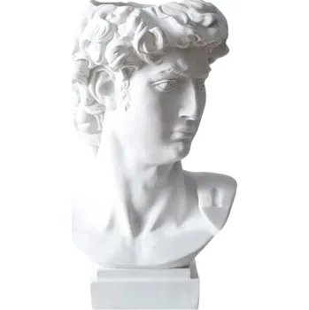 Váza Dekorativní váza busta David 16 cm Soška z pryskyřice Bílá matná povrchová úprava Umělecká socha Interiérová dekorace Květináč na sušené květiny