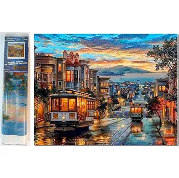 Diamantové malování Norimpex Tramvaje ve městě 30 × 40 cm