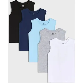 Oblečení a móda Sinsay - Bavlněné tričko - modrá - 068FT-05X - 068FT-05X-110