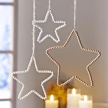 Weltbild Závěsné dekorace Hvězdy z dřevěných korálků, sada 3 ks 494646