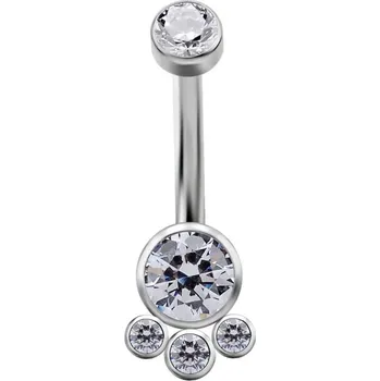 Piercing Devilheart Devilheart Titanový piercing do pupíku s vnitřním závitem s prémiovými zirkony č.4 Velikost: 1,6 mm, Délka / Průměr: 10 mm