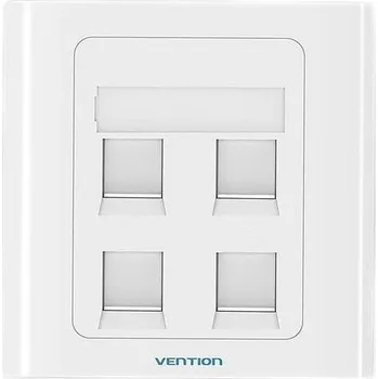 Elektrická zásuvka Vention 4 Port Keystone RJ-45 Jack Wall Plate White 86 Type
