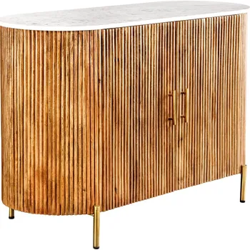 Komoda Komoda TRES CHIC 105 CM bílá/přírodní mramor/masiv mango