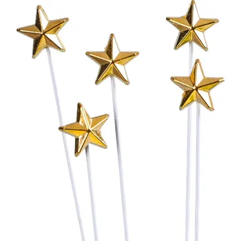 Sada 5 zlatých dortových dekorací ve tvaru hvězdy Ozdoba na dorty a zákusky na oslavy narozenin, svatby a večírky