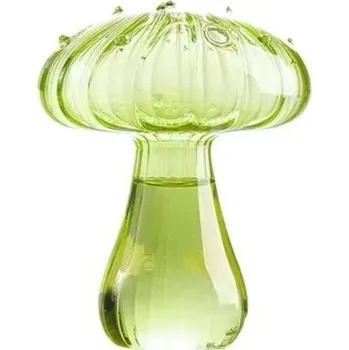 Váza Skleněná dekorativní váza 11,4 cm Zelená Originální tvar Retro styl Ručně foukané sklo Lesklý povrch