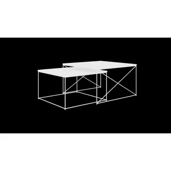 Konferenční stolek ADRK Konferenční stolek LICCO 2in1 W-WS 75, bílá lesk/bílá