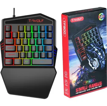 Klávesnice Interlook T19 | Herní klávesnice pro jednu ruku s LED podsvícením, klávesnice