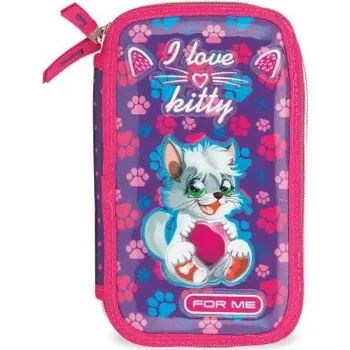 Penál Školní penál KITTY, dvojitý, vybavený, rozměry: 22 x 16 x 4 cm