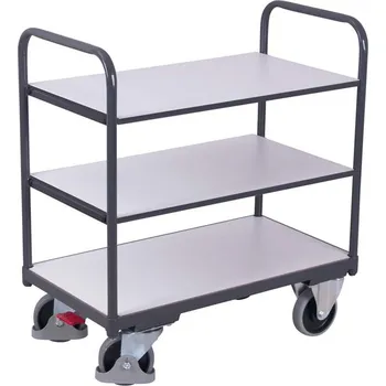Antistatický policový vozík VARIOfit, 3 police, 850 x 500 mm, nosnost 250 kg
