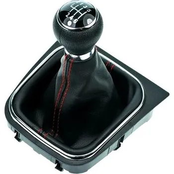 Hlavice řadicí páky PROTEC Řadící páka s manžetou, VW Golf V 2003 - 2008 6st červené prošití