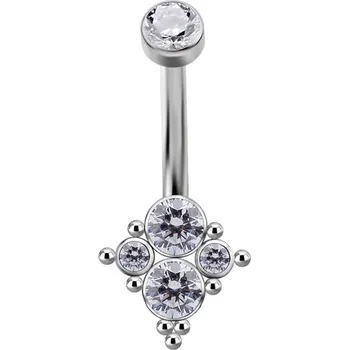 Piercing Devilheart Devilheart Titanový piercing do pupíku s vnitřním závitem s prémiovými zirkony č.1 Délka / Průměr: 8 mm