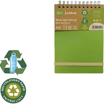 Zápisník LUMA ECO spirálový A6, 80 listů, recyklovaný papír