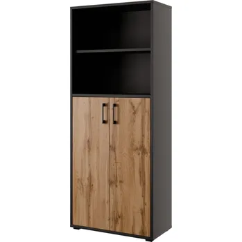 police Regál vysoký NEJBY GIANNI PREMIUM s dvířky typ 1, korpus: antracit, dvířka: dub wotan + vyzvednutí ZDARMA