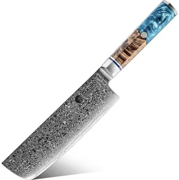 Kuchyňský nůž Nakiri nůž z damaškové oceli SaKuRo Blue 17,8 cm