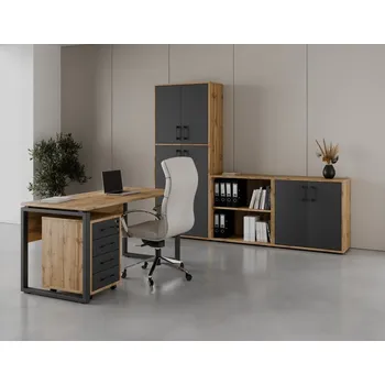 Kancelářská sestava Kancelářská sestava NEJBY GIANNI PREMIUM 2, dub wotan/antracit + vyzvednutí ZDARMA