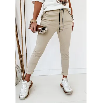 Dámské kalhoty Pružné kalhoty BEATA béžové Velikost: S-M