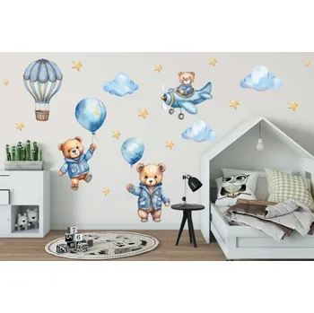 Samolepící dekorace Samolepka na zeď do chlapeckého pokoje - plyšový medvídek Šířka: 60 cm | Délka: 120 cm