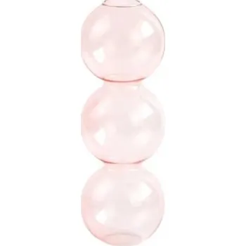 Váza Skleněná váza 17 cm Perleťová dekorace Kulovitý design Průměr 6 cm Barva modrá nebo růžová Moderní bytový doplněk na stůl růžová