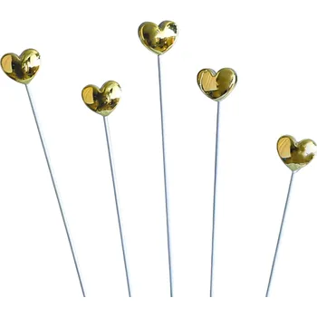 Sada 5 zlatých dortových dekorací ve tvaru srdce Ozdoba na dorty a zákusky na oslavy narozenin, svatby a večírky