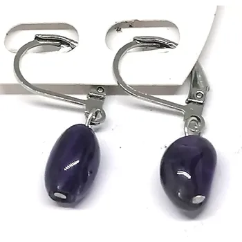 Náušnice Ametystové náušnice z chirurgické oceli – nepravidelný tvar