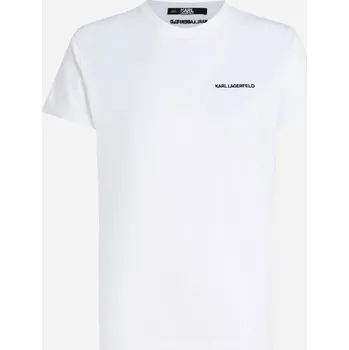 Dámské oblečení TRIČKO KARL LAGERFELD ESSENTIAL T-SHIRT BLACK TEXTURED LTHR