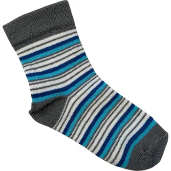 Dětské ponožky s lycrou šedé s pruhy, Velikost: 15 - 16 (22 - 24), Barva: Šedo - modrá