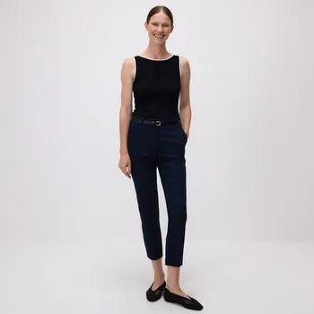 Dámské kalhoty Reserved - Cigaretové kalhoty s páskem - tmavomodrá - 293FT-59X - 293FT-59X-36