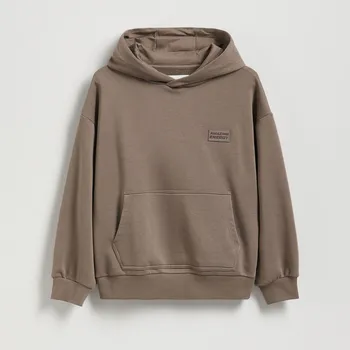 Chlapecká mikina Reserved - Oversize mikina s kapucí - tmavě hnědá - 914FJ-89X - 914FJ-89X-U15