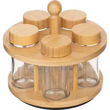 Keramický dřez 5five Simply Smart Otáčecí kořenkový set COZY, 4 skleněné dózy