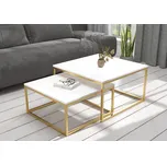 ADRK Konferenční stolek KAMA 2in1 G-W 75, bílá/zlatá
