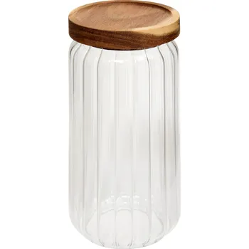 Keramický dřez 5five Simply Smart Skleněná nádoba na potraviny HARMONY s dřevěným víkem, 1000