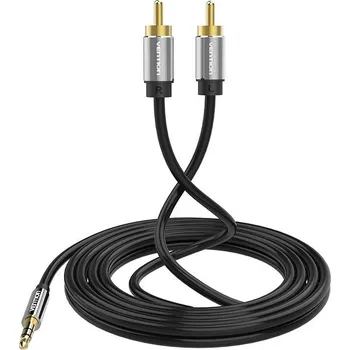 Datový kabel Vention 3.5mm Jack Male to 2x RCA Male Audio Cable 10m Black Metal Type