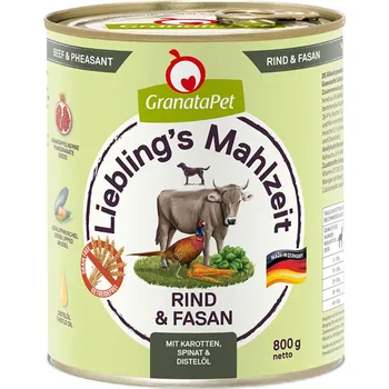 Krmivo pro psa 6x800g GranataPet Liebling's Mahlzeit - Hovězí & bažant