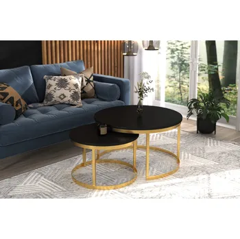 Konferenční stolek ADRK Konferenční stolek OKIN 2in1 G-B 75, černá/zlatá