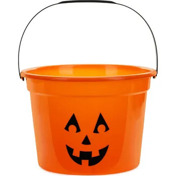 Party dekorace Halloweenský košík dýně na sladkosti 20,5x15 cm oranžový plast